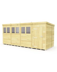 Pent Shed, Tanalised - 6 x 16 ft