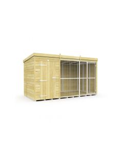 Dog Kennel & Run (Full Height With Bars), Tanalised T/O, 12ft x 6ft  