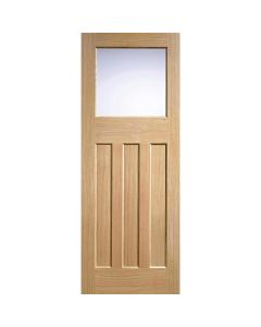 DX 30s Unfinished Oak Internal Door 1 Light With Frosted Glass