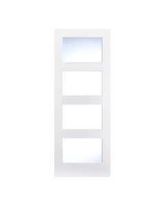 Shaker 4L Primed White Internal Door Clear glazing